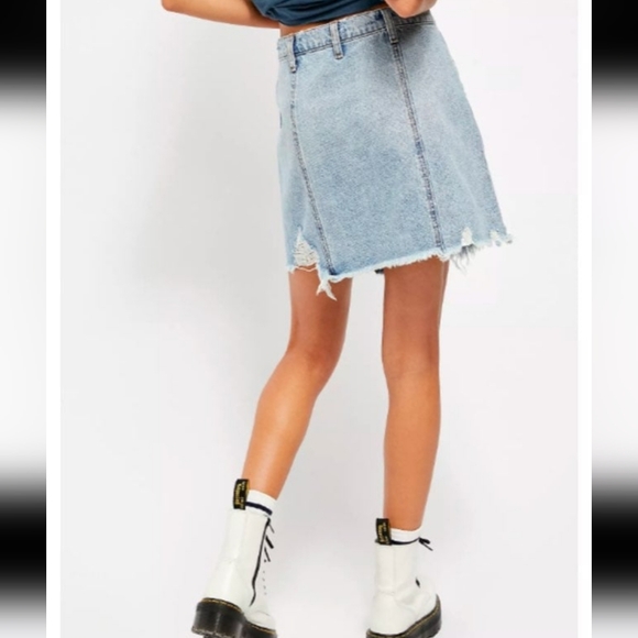 NWT Size 24 Free People Parker Denim Wrap Skirt Mini Skirt Surf's Up - Picture 7 of 12